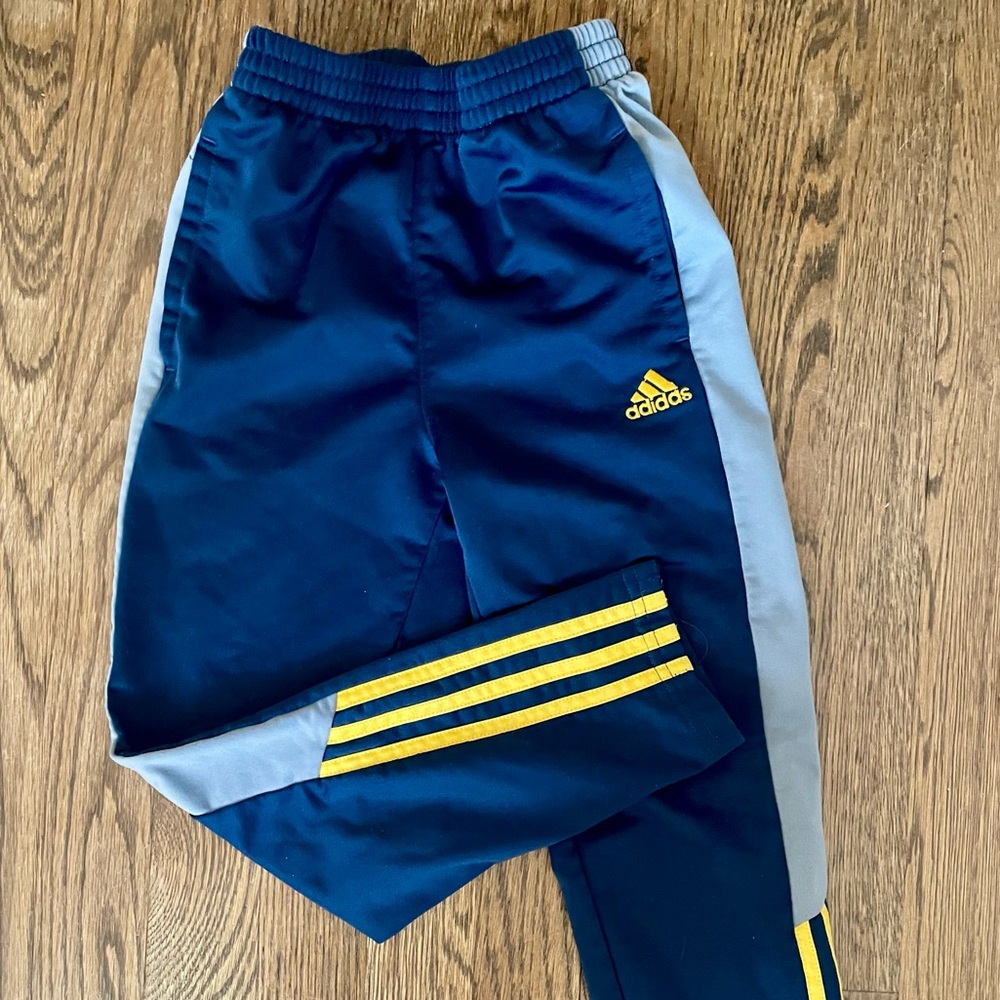 Adidas Track Pants Joggers Sweats - Navy Blue Yellow Gold Gray - Size 6